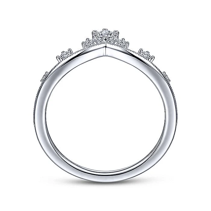 Gabriel & Co White Gold Curved Diamond Crown Ring - Image 2