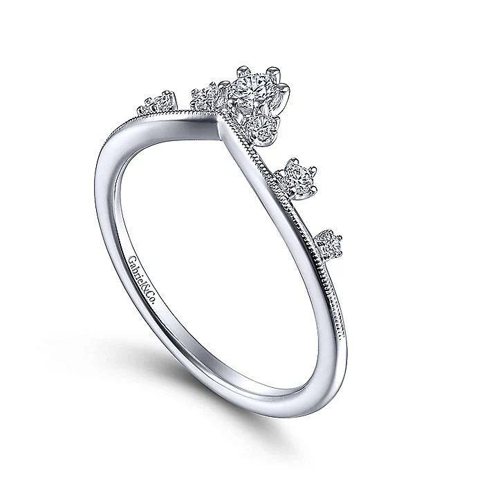 Gabriel & Co White Gold Curved Diamond Crown Ring - Image 3