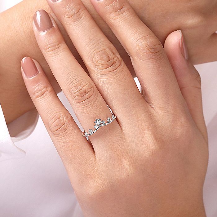 Gabriel & Co White Gold Curved Diamond Crown Ring - Image 5