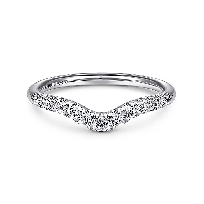 Gabriel & Co. White Gold Curved Diamond Wedding Band