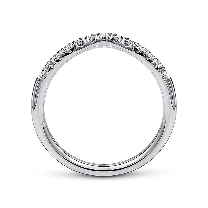Gabriel & Co. White Gold Curved Diamond Wedding Band - Image 2