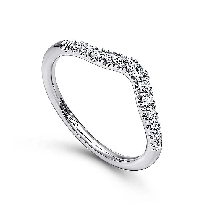 Gabriel & Co. White Gold Curved Diamond Wedding Band - Image 3