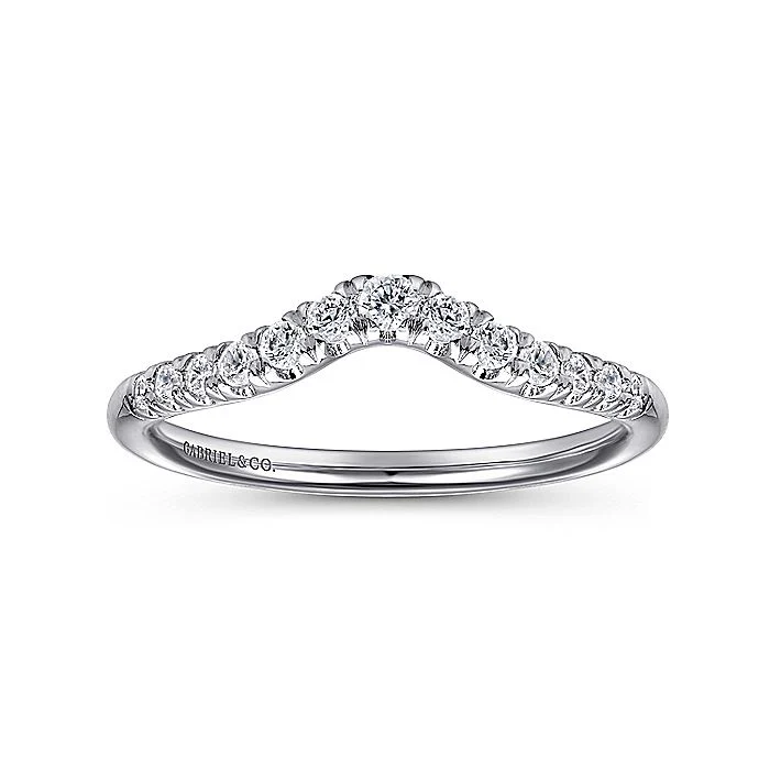 Gabriel & Co. White Gold Curved Diamond Wedding Band - Image 4