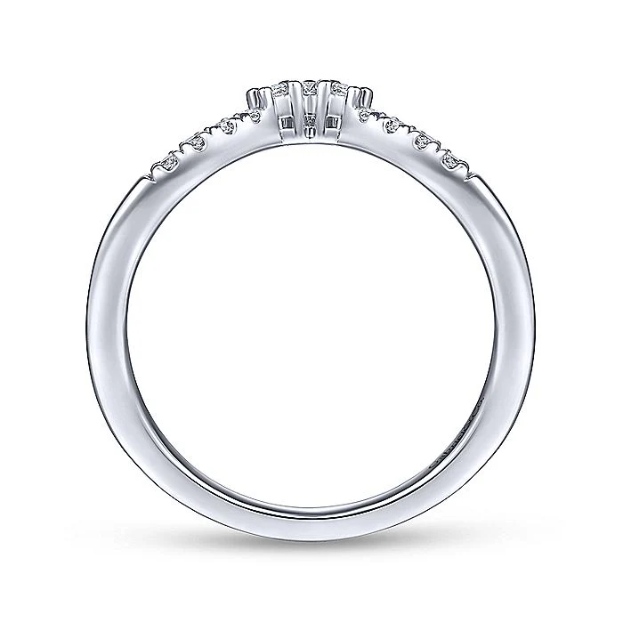 Gabriel & Co White Gold Curved V Diamond Wedding Band - Image 2