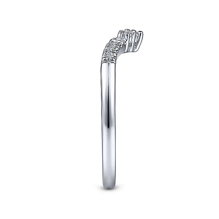Gabriel & Co White Gold Curved V Diamond Wedding Band - Image 4
