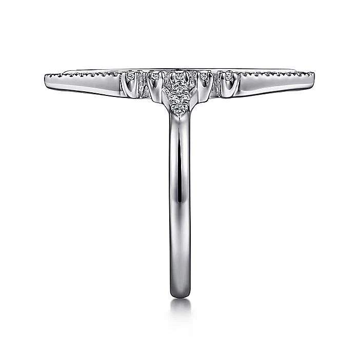Gabriel & Co White Gold Diamond and Onyx Marquise Statement Ring - Image 4