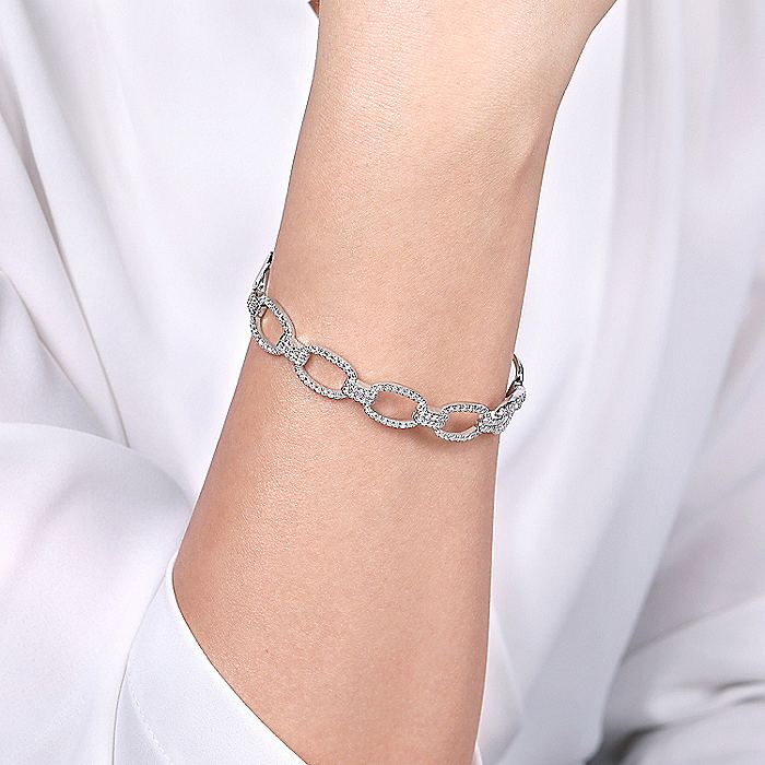 Gabriel & Co. White Gold & Diamond Bangle Bracelet - Image 4