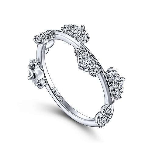 Gabriel & Co White Gold Diamond Cluster Stations Ring - Image 3