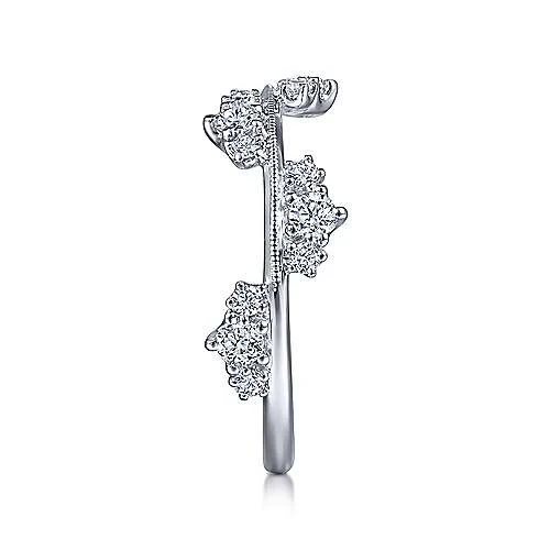 Gabriel & Co White Gold Diamond Cluster Stations Ring - Image 4