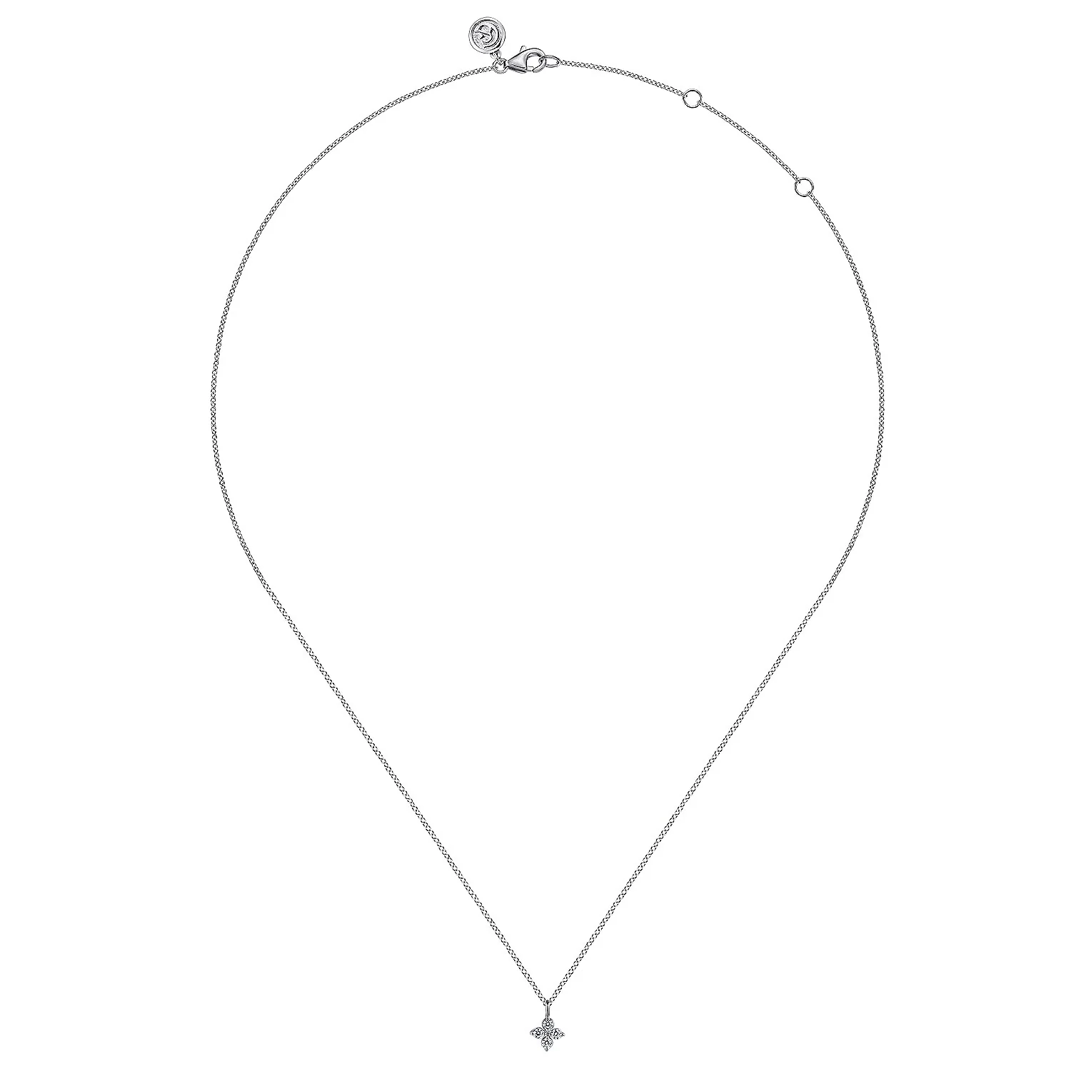 Gabriel & Co. White Gold Diamond Flower Necklace - Image 2