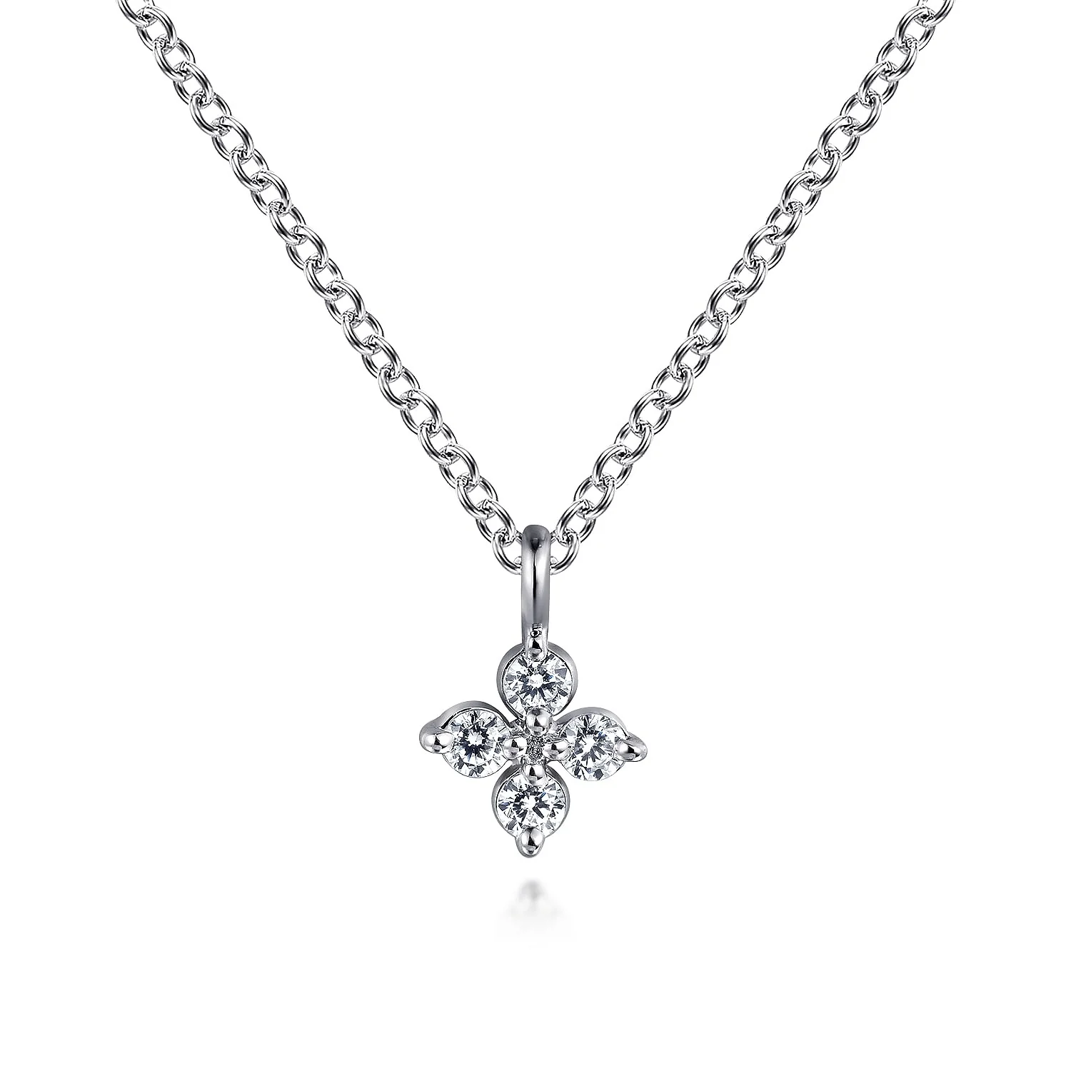 Gabriel & Co. White Gold Diamond Flower Necklace