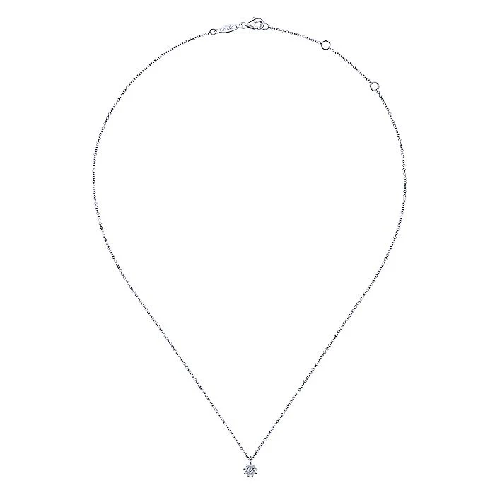 Gabriel & Co White Gold Diamond Flower Pendant Necklace - Image 2