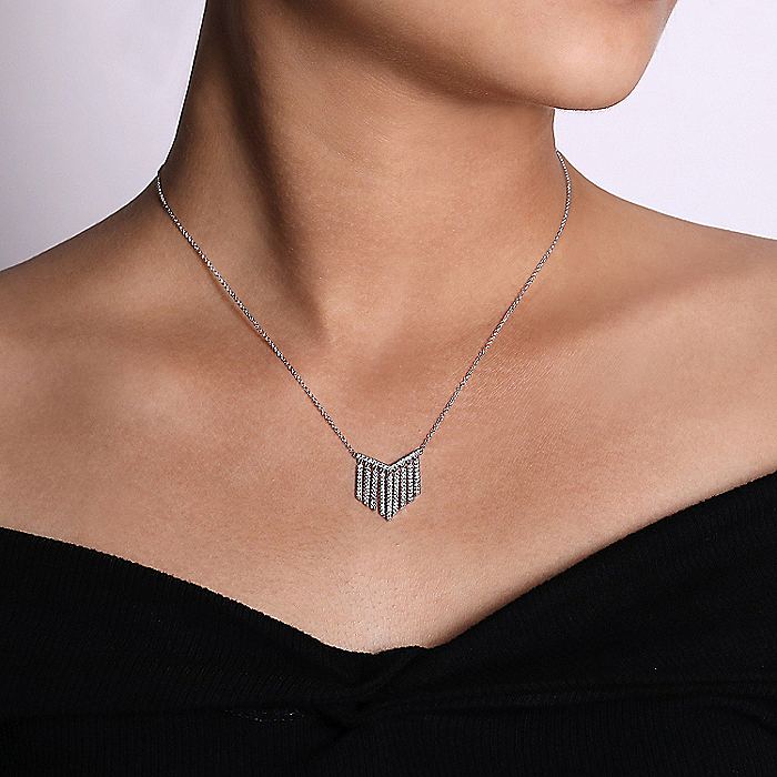 Gabriel & Co White Gold Diamond Fringe Necklace - Image 2