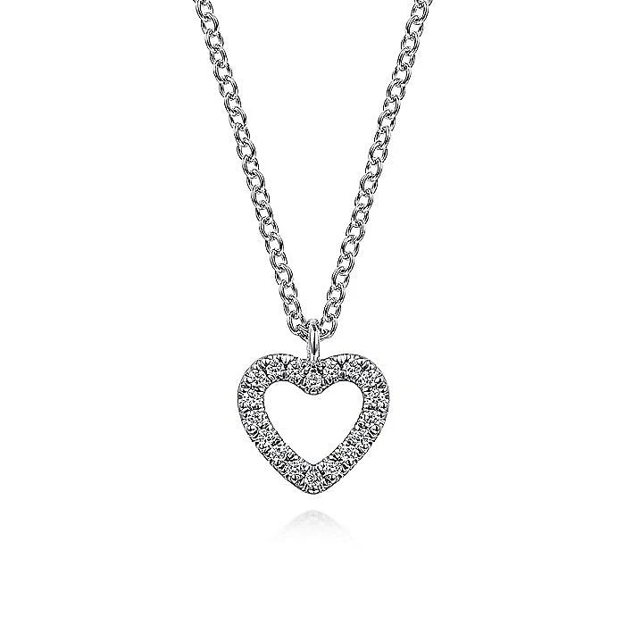 Gabriel & Co. White Gold Diamond Heart Pendant