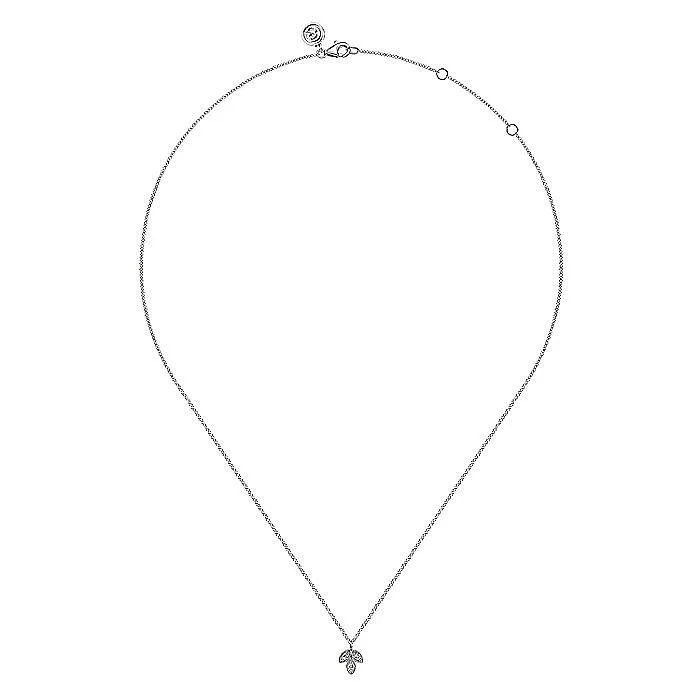 Gabriel & Co. White Gold Diamond Leaf Shape Pendant - Image 2