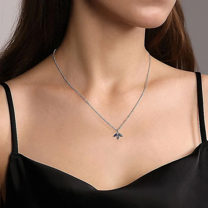 Gabriel & Co. White Gold Diamond Sapphire Pendant - Image 3