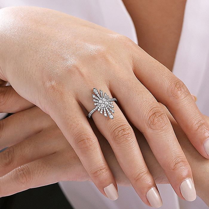 Gabriel & Co White Gold Diamond Starburst Ring - Image 5