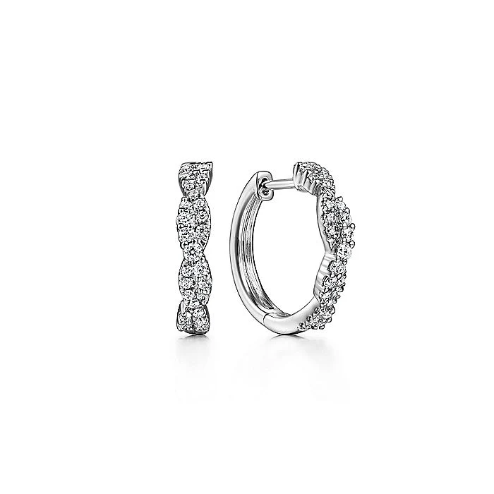Gabriel & Co White Gold Diamond Twisted Huggies