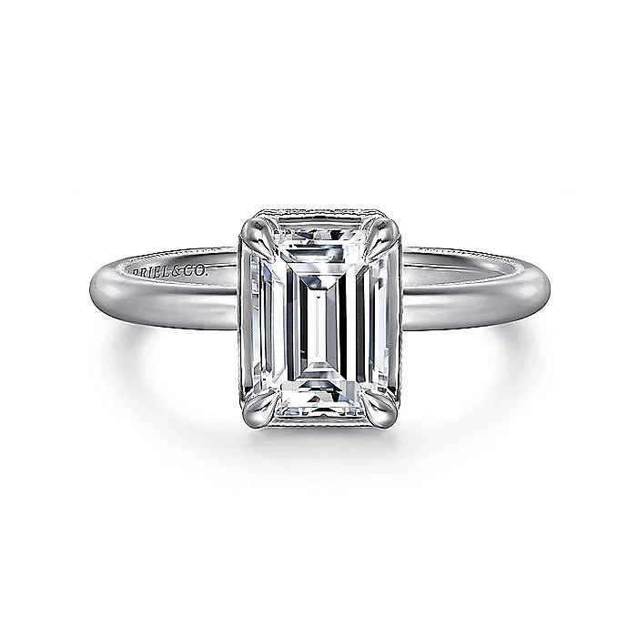 Gabriel & Co. White Gold Emerald Cut Semi-Mount Engagement Ring