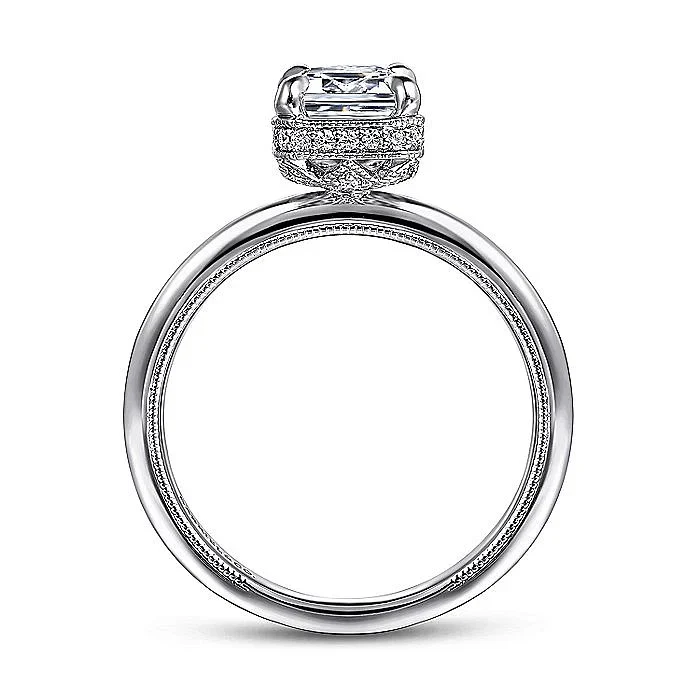 Gabriel & Co. White Gold Emerald Cut Semi-Mount Engagement Ring - Image 2