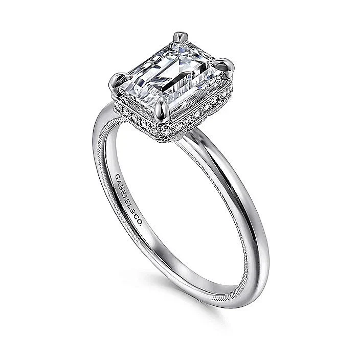 Gabriel & Co. White Gold Emerald Cut Semi-Mount Engagement Ring - Image 3