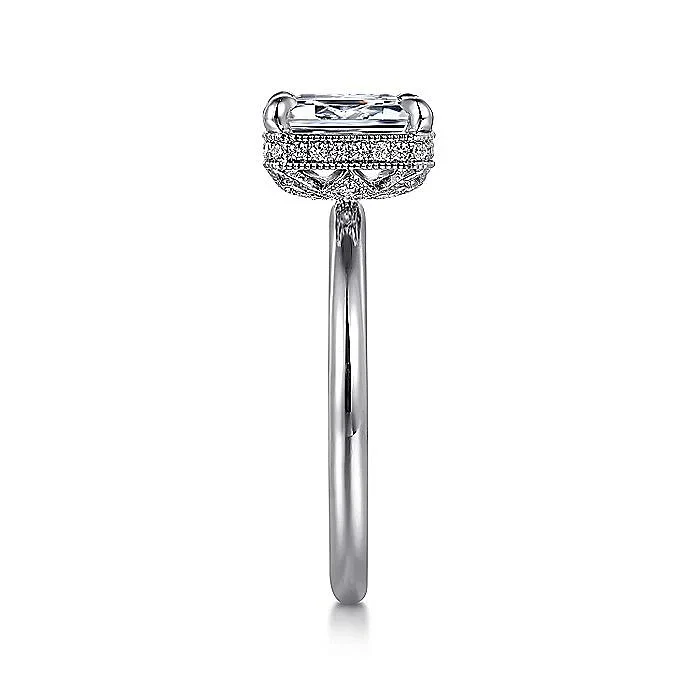 Gabriel & Co. White Gold Emerald Cut Semi-Mount Engagement Ring - Image 4