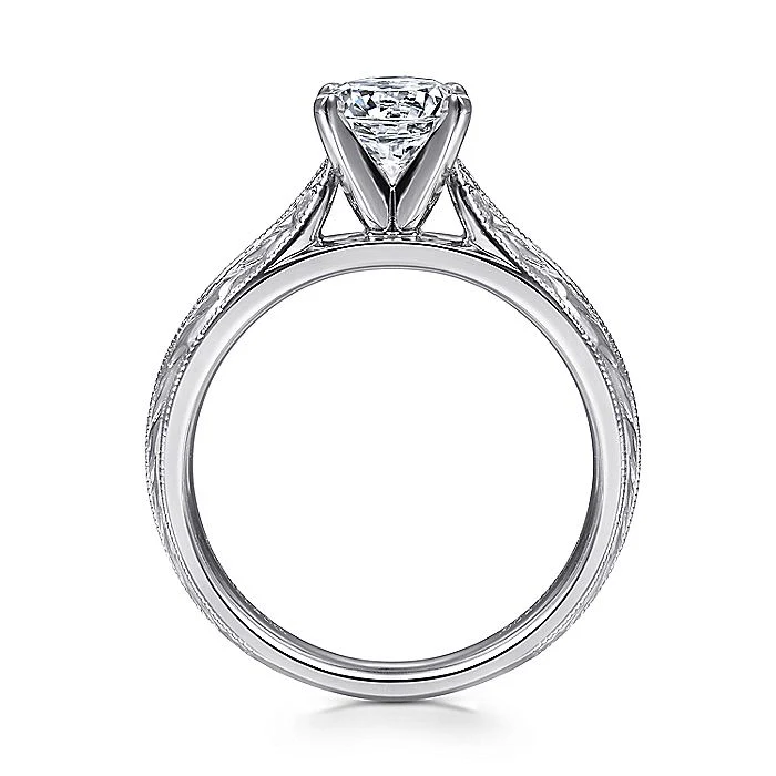 Gabriel & Co White Gold Engraved Semi-Mount Engagement Ring - Image 2