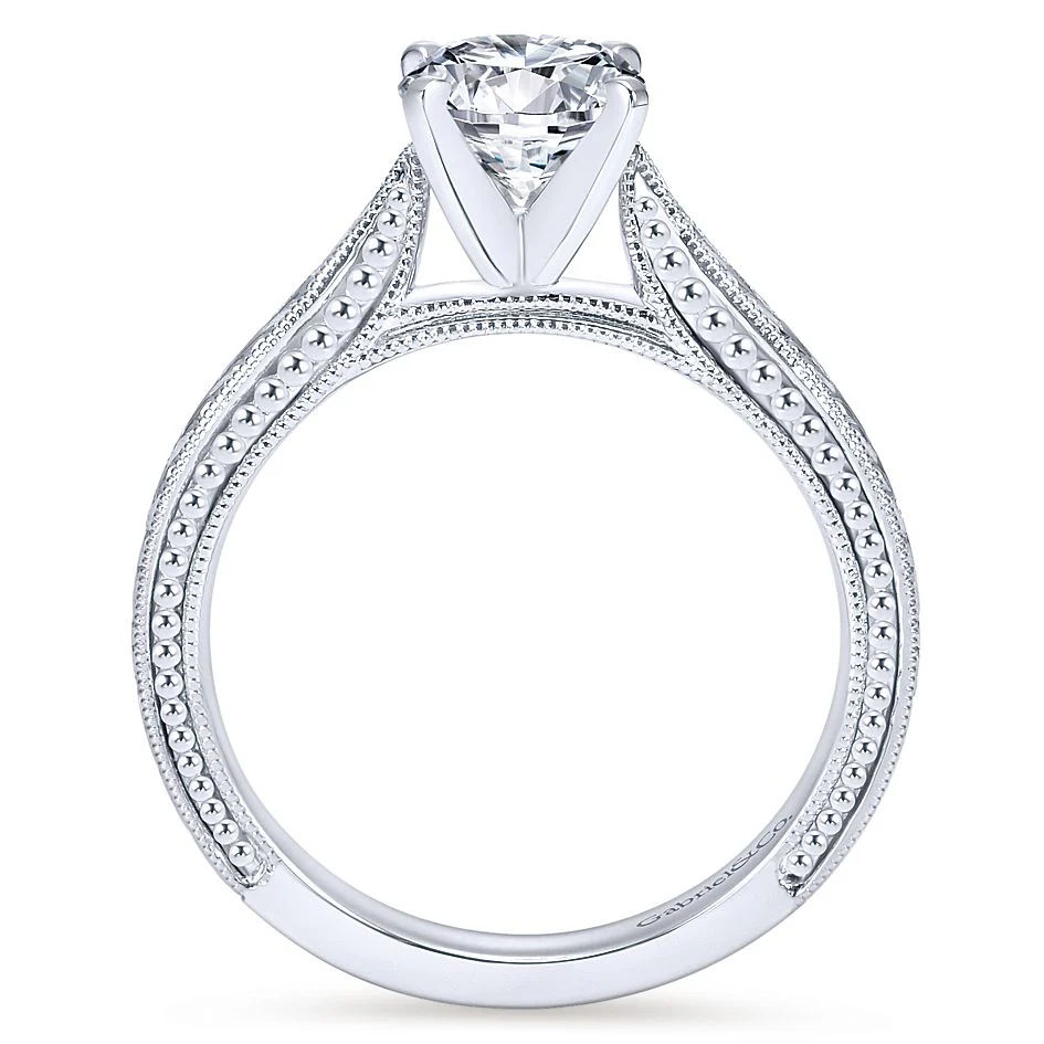 Gabriel & Co White Gold Engraved Semi-Mount Engagement Ring - Image 2