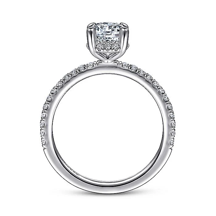 Gabriel & Co White Gold Hidden Halo Oval Semi-Mount Engagement Ring - Image 2