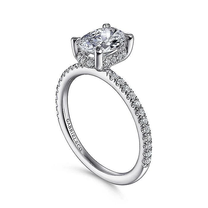 Gabriel & Co White Gold Hidden Halo Oval Semi-Mount Engagement Ring - Image 3