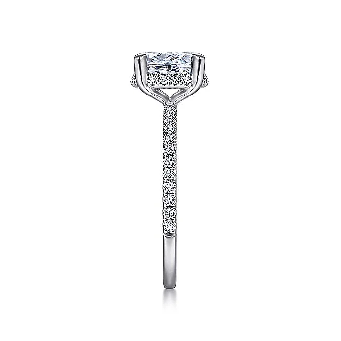 Gabriel & Co White Gold Hidden Halo Oval Semi-Mount Engagement Ring - Image 4