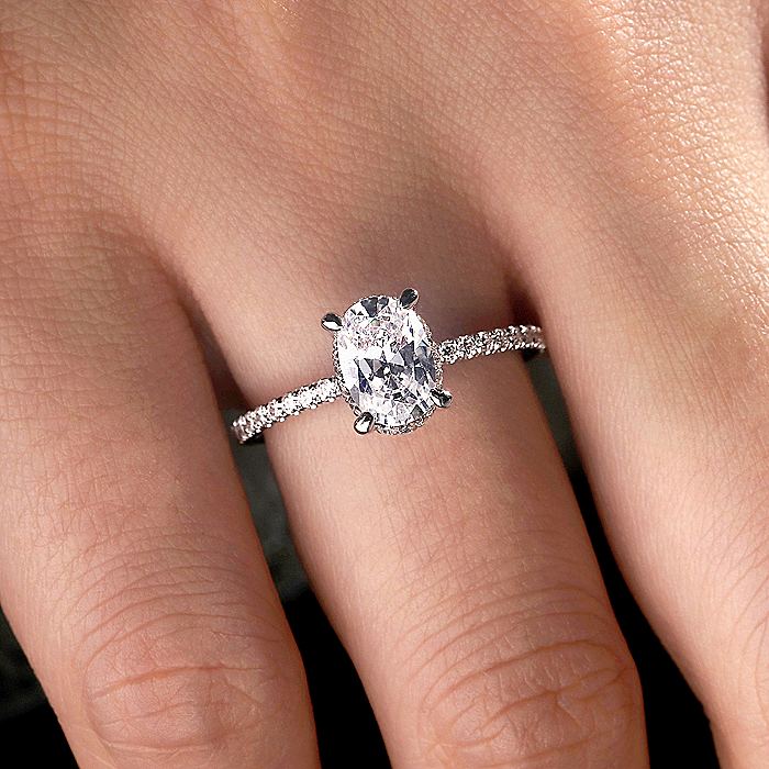 Gabriel & Co White Gold Hidden Halo Oval Semi-Mount Engagement Ring - Image 5