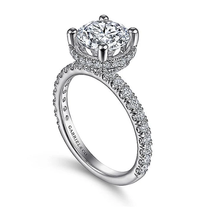 Gabriel & Co White Gold Hidden Halo Semi-Mount Engagement Ring - Image 3
