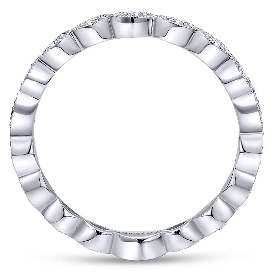 Gabriel & Co White Gold Marquise Station Diamond Stackable Ring - Image 2