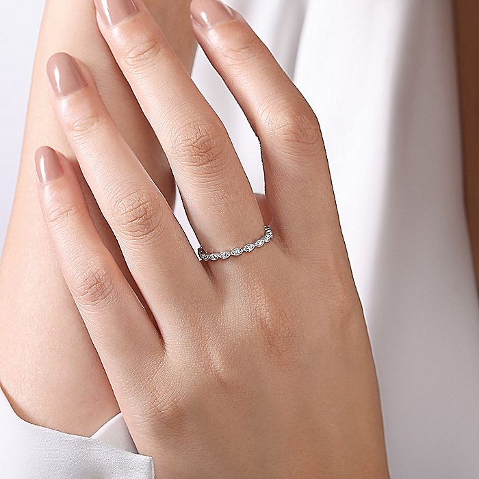 Gabriel & Co White Gold Marquise Station Diamond Stackable Ring - Image 4