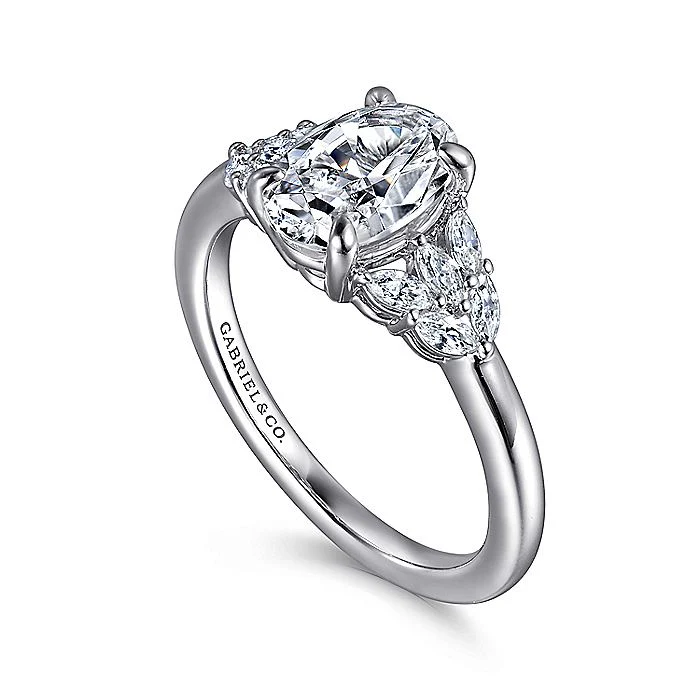 Gabriel & Co. White Gold Oval Diamond Semi Mount Engagement Ring - Image 3
