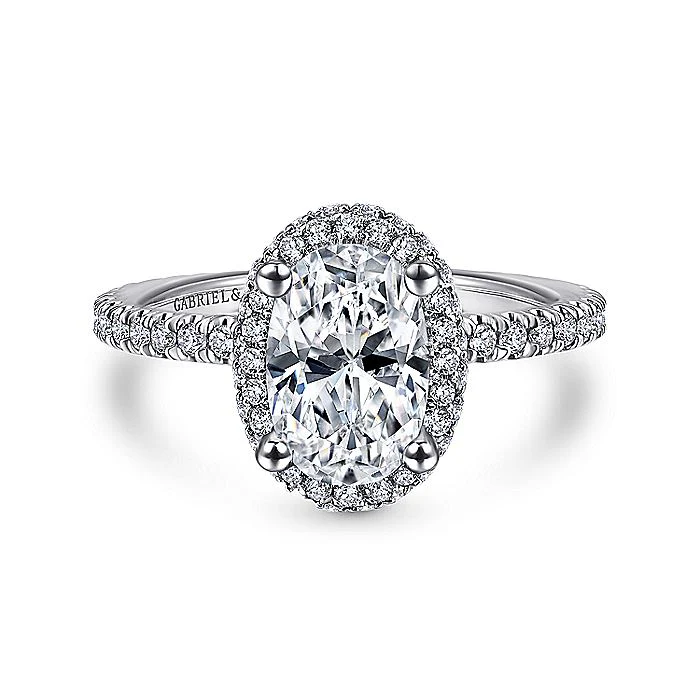 Gabriel & Co White Gold Oval Halo Semi-Mount Engagement Ring