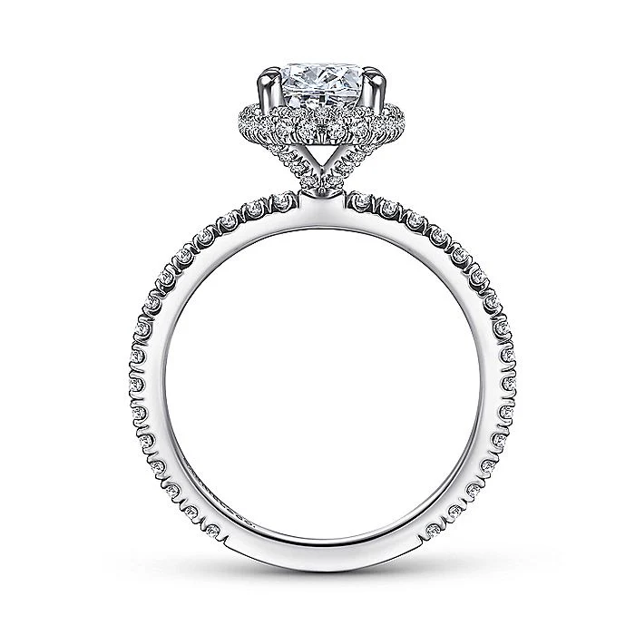 Gabriel & Co White Gold Oval Halo Semi-Mount Engagement Ring - Image 2