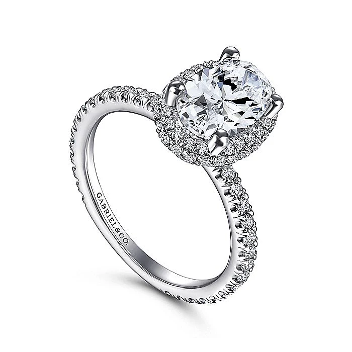 Gabriel & Co White Gold Oval Halo Semi-Mount Engagement Ring - Image 3