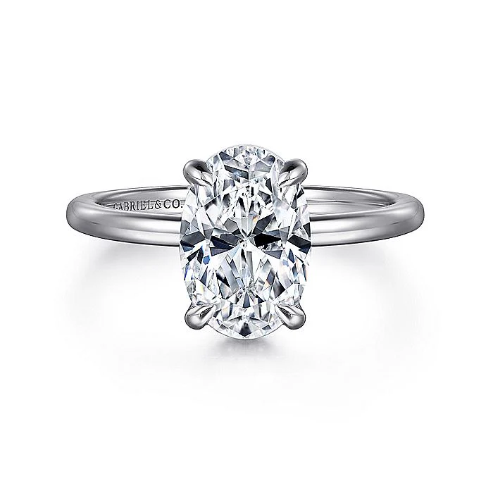 Gabriel & Co. White Gold Oval Hidden Halo Semi-Mount Engagement Ring
