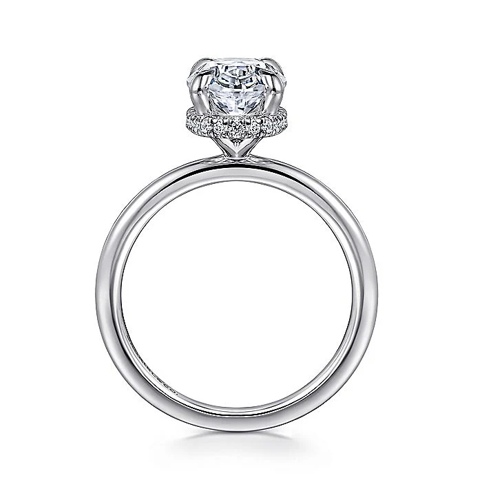 Gabriel & Co. White Gold Oval Hidden Halo Semi-Mount Engagement Ring - Image 2