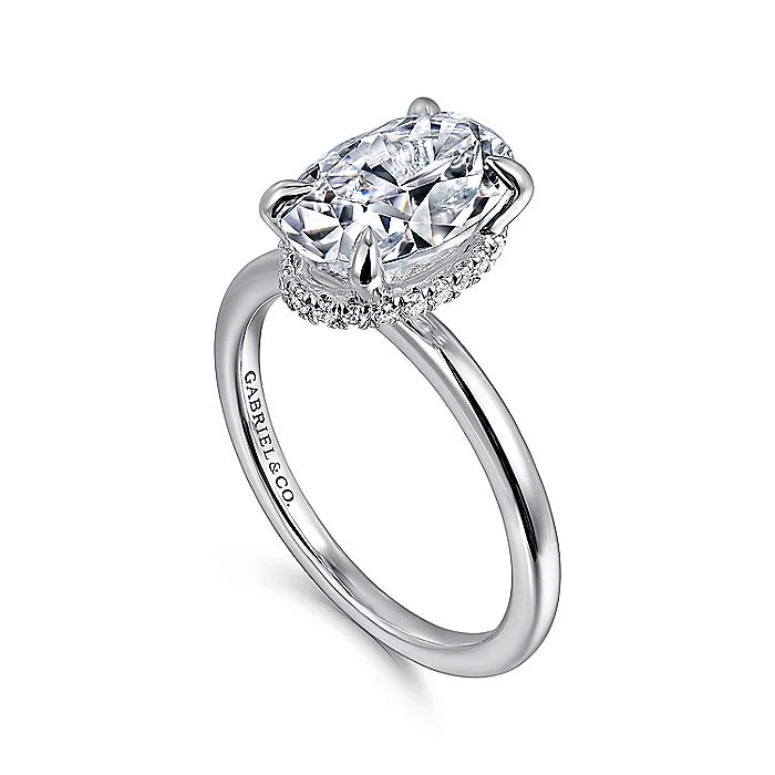 Gabriel & Co. White Gold Oval Hidden Halo Semi-Mount Engagement Ring - Image 3