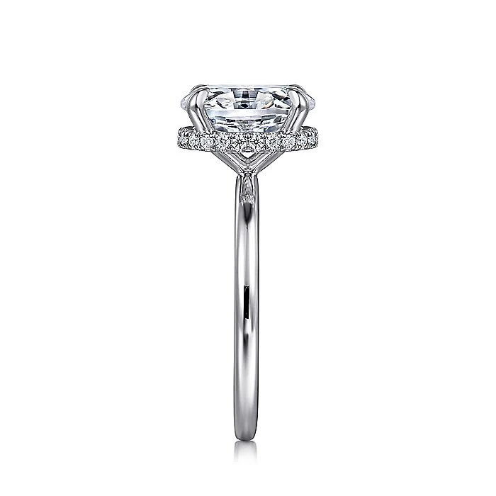 Gabriel & Co. White Gold Oval Hidden Halo Semi-Mount Engagement Ring - Image 4