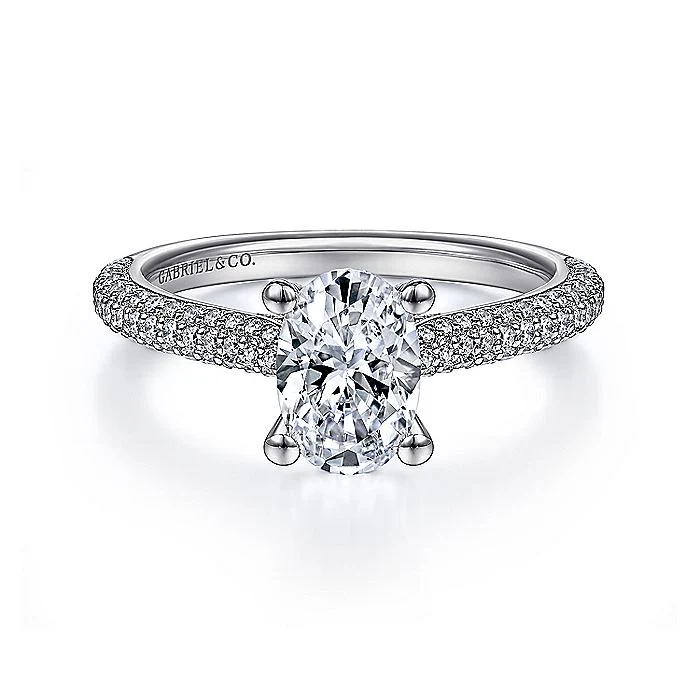 Gabriel & Co White Gold Oval PavÃ© Semi-Mount Engagement Ring