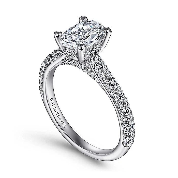 Gabriel & Co White Gold Oval PavÃ© Semi-Mount Engagement Ring - Image 3