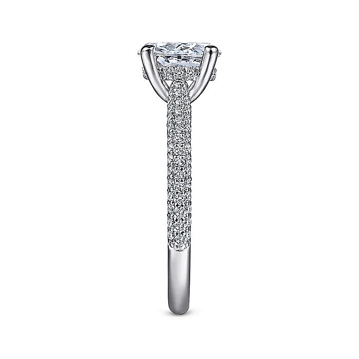 Gabriel & Co White Gold Oval PavÃ© Semi-Mount Engagement Ring - Image 4