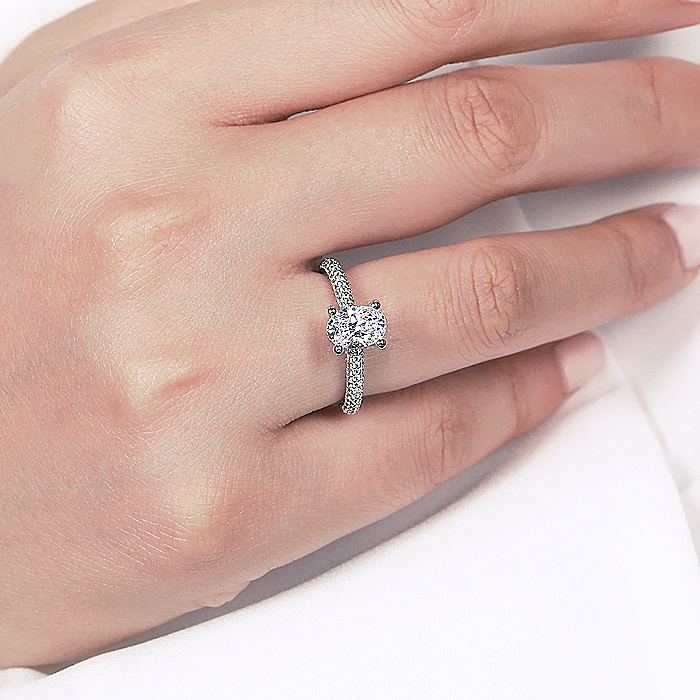 Gabriel & Co White Gold Oval PavÃ© Semi-Mount Engagement Ring - Image 5