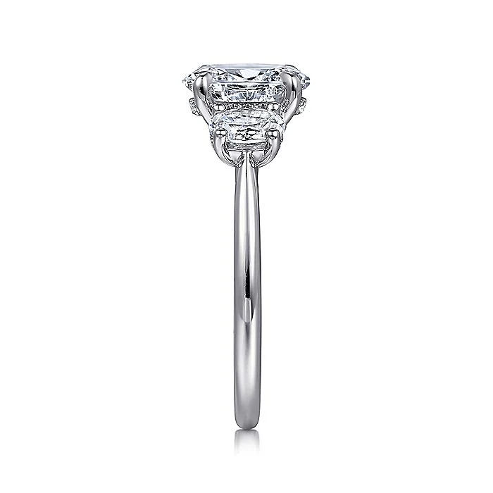 Gabriel & Co. White Gold Oval Three Stone Semi-Mount Engagement Ring - Image 4
