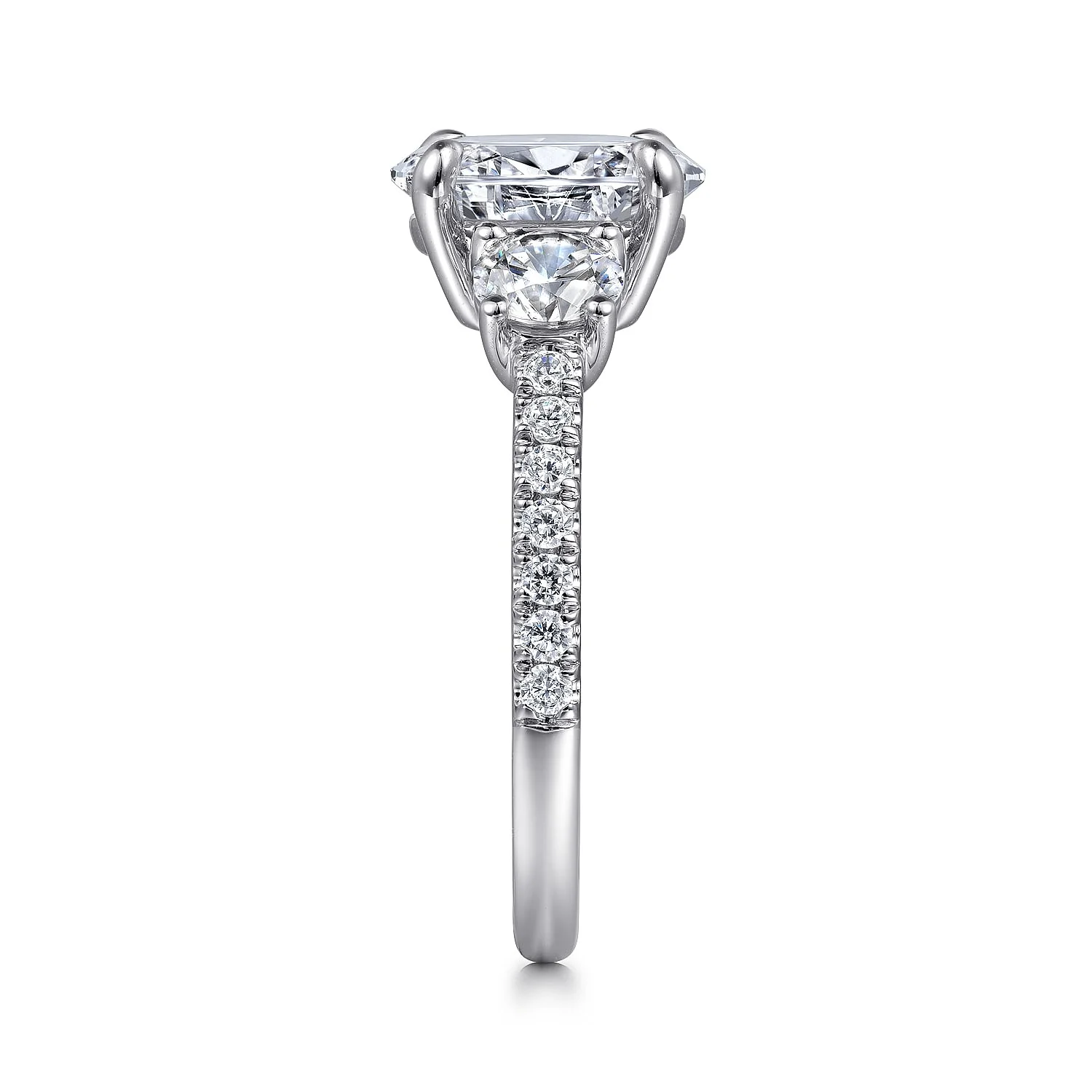 Gabriel & Co. White Gold Oval Three Stone Semi-Mount Engagement Ring - Image 4