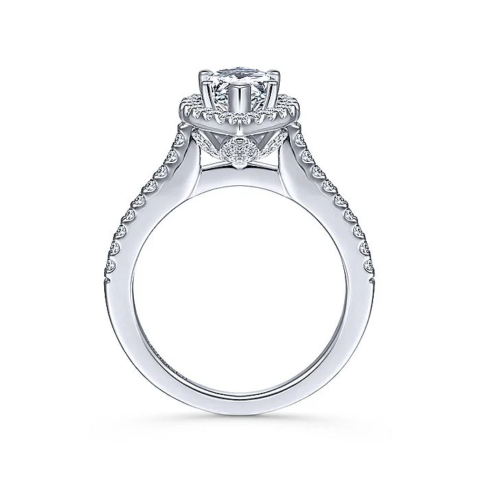 Gabriel & Co White Gold Pear Shaped Halo Semi-Mount Engagement Ring - Image 2
